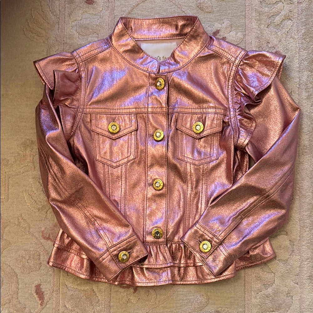 Girls metallic faux leather jacket